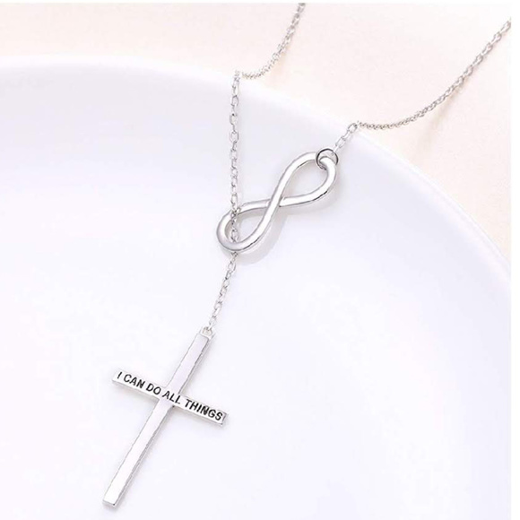 CROSS LOVE S925 Sterling Silver Lariat Necklace - Picture 3 of 6